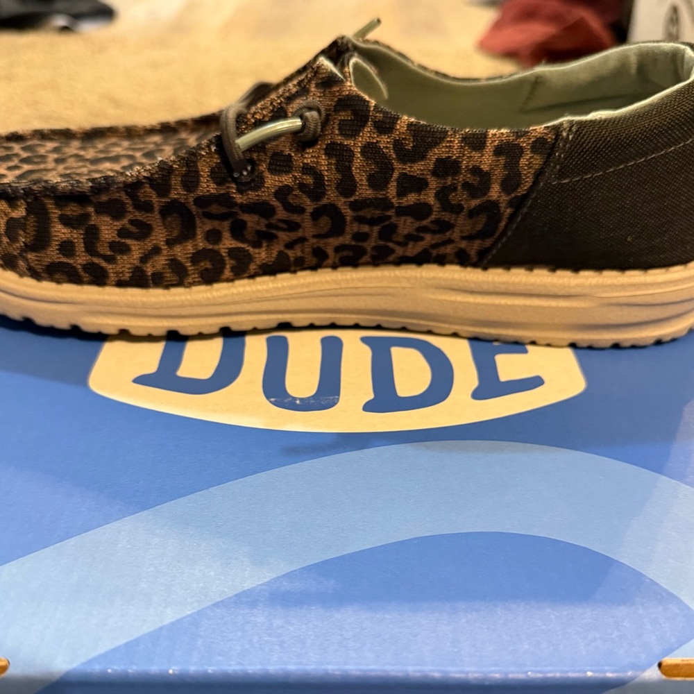 Hey Dude Wendy Sox Brown Leopard Casual Shoes - Picture 3 of 5